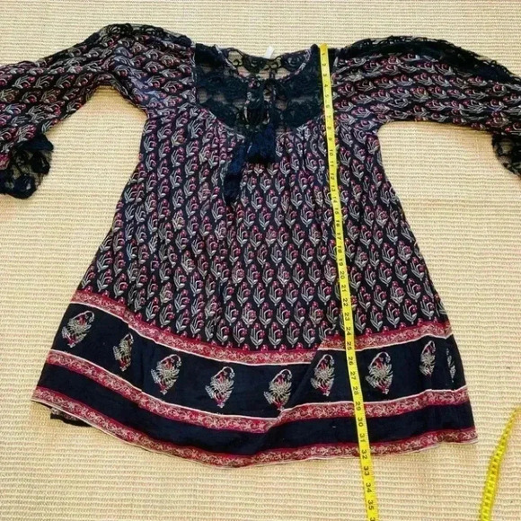 Free People Nomad Child Floral Dress Print Belle Sleeve Lace - Picture 16 of 16